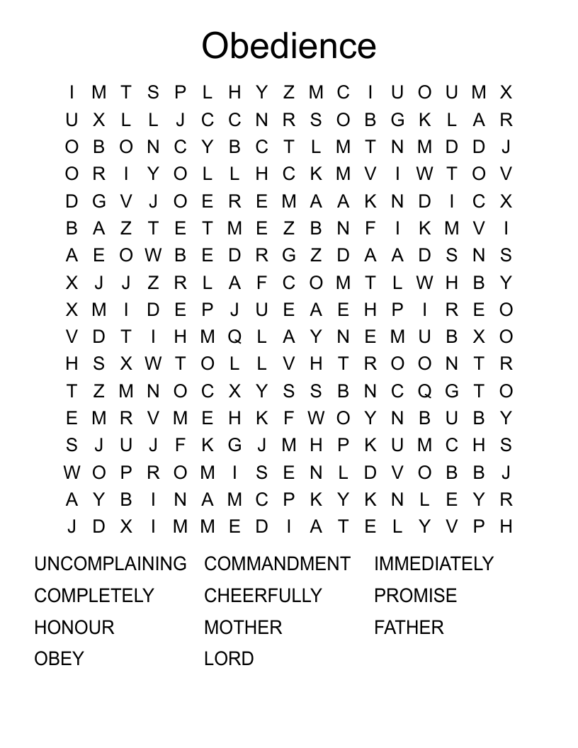 Obedience Word Search