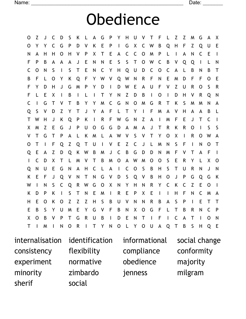 Obedience Word Search