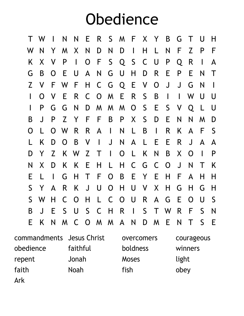 Obedience Word Search