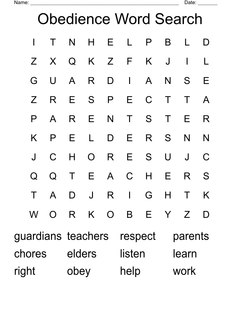 Obedience Word Search