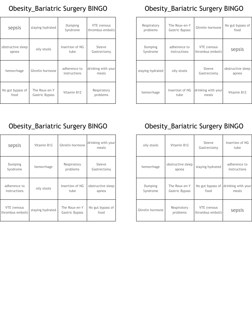 Obesity_Bariatric Surgery BINGO