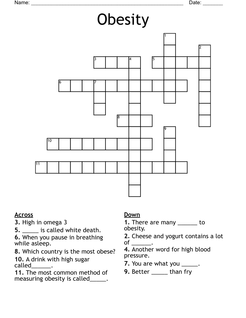 Obesity Crossword