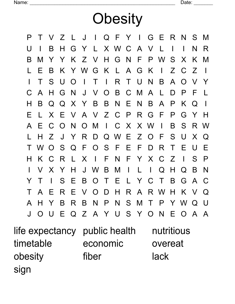 Obesity Word Search