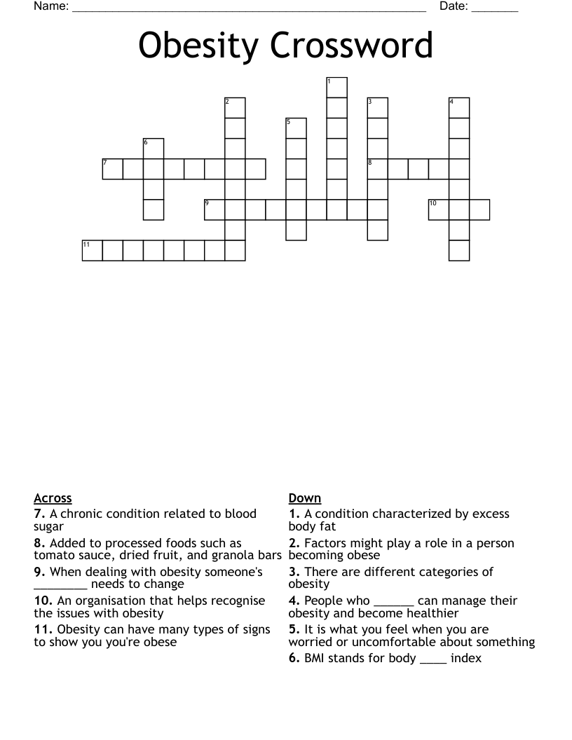 Obesity Crossword