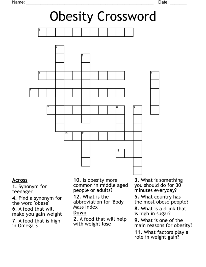 Obesity Crossword