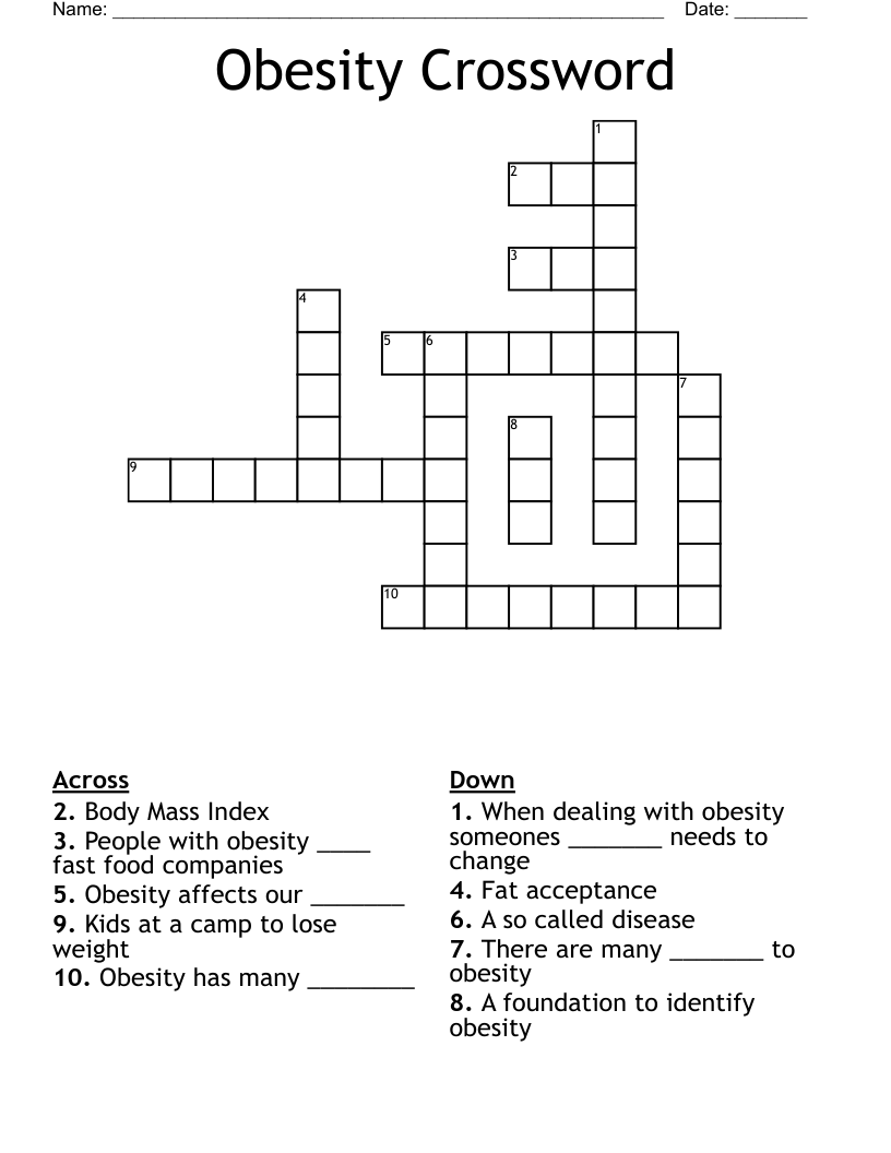Obesity Crossword