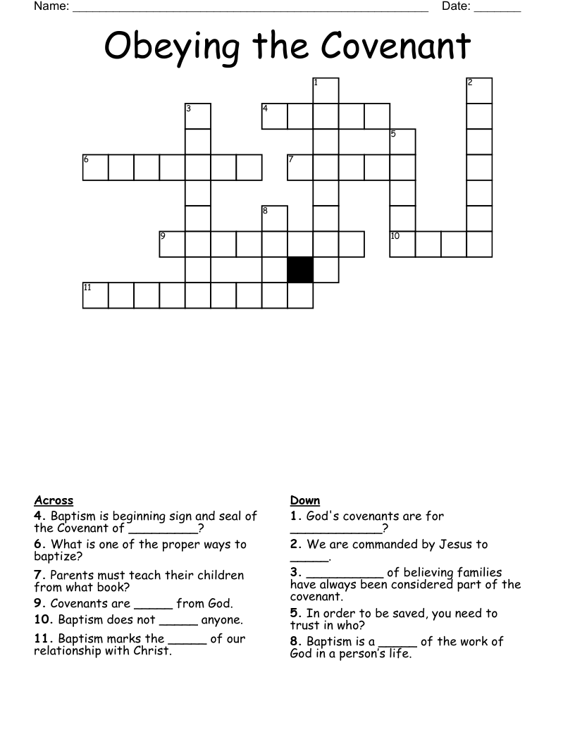 Obeying the Covenant Crossword