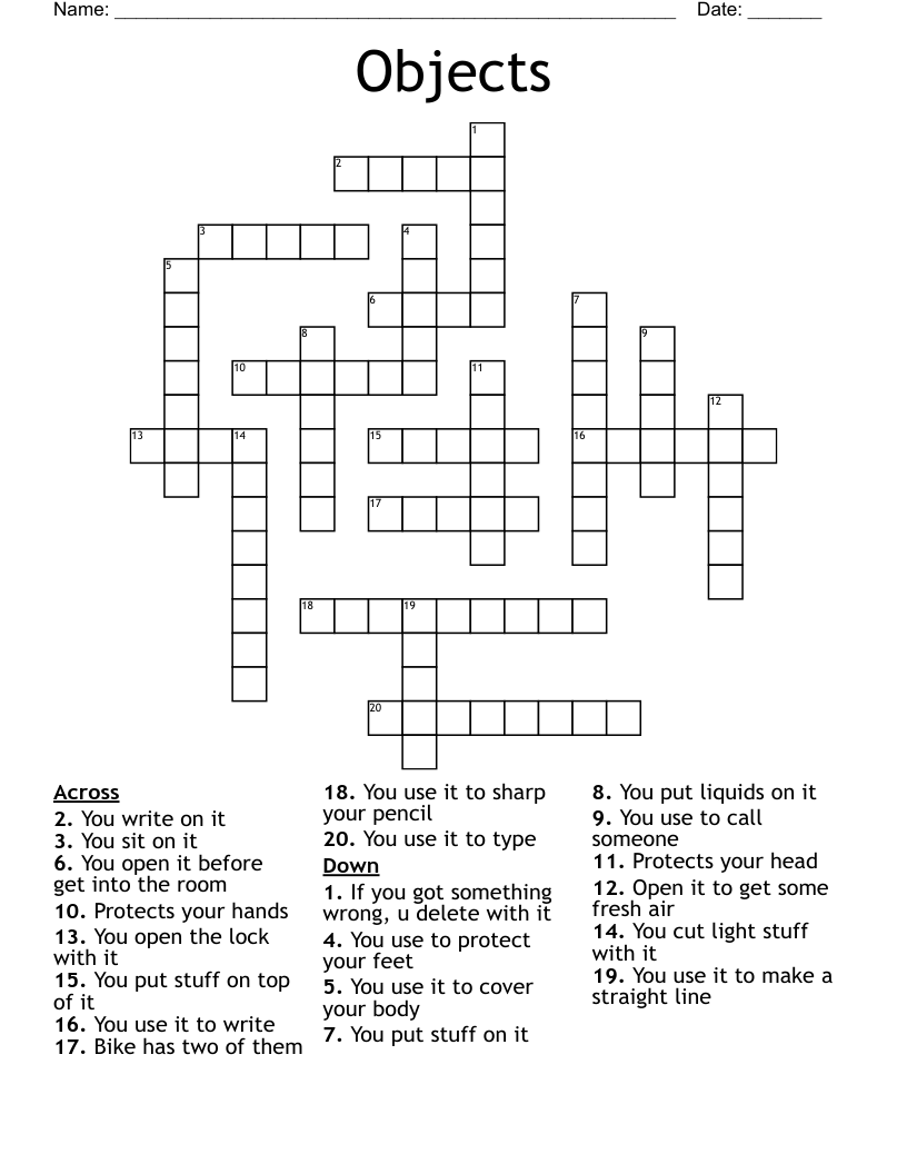 Objects Crossword