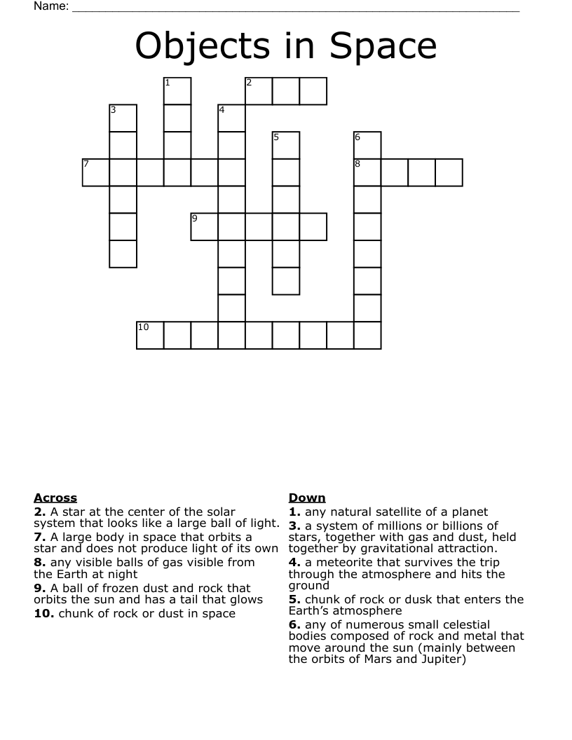 Objects in Space Crossword