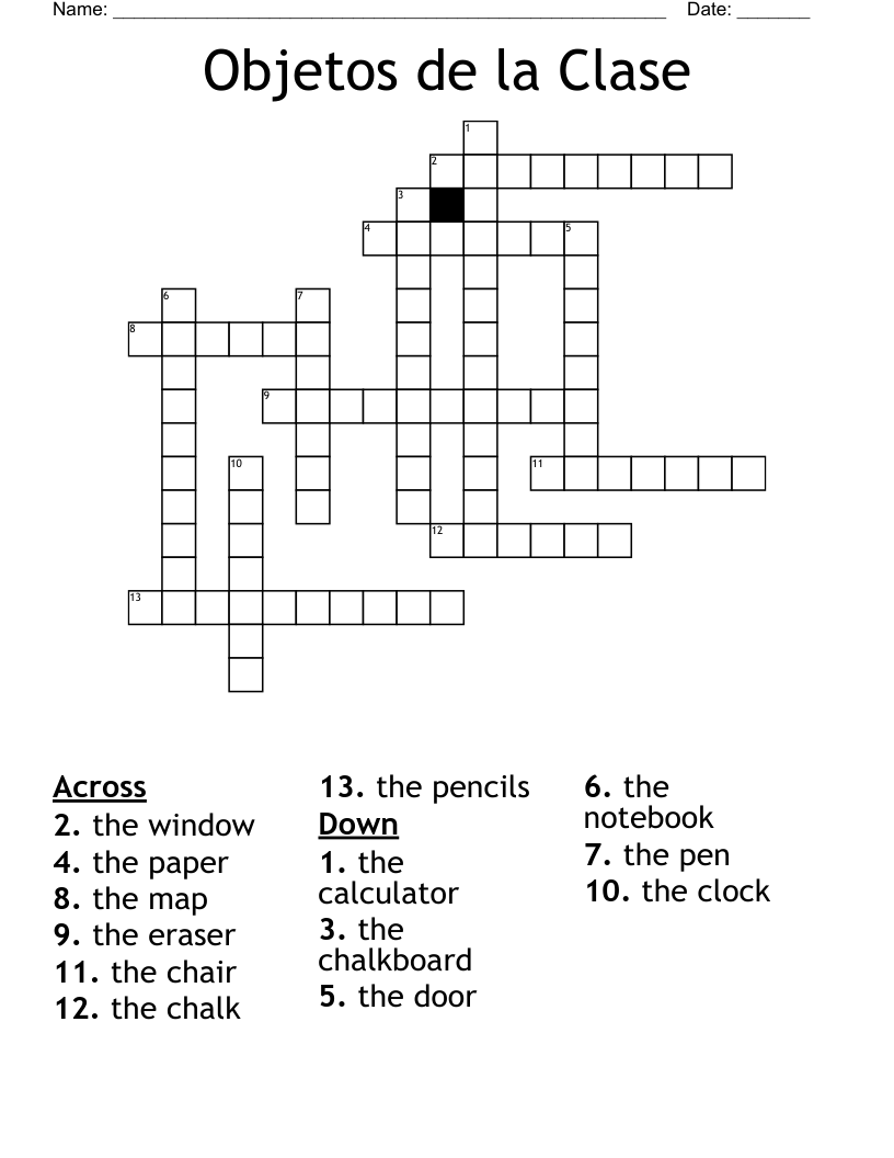 Objetos de la Clase Crossword