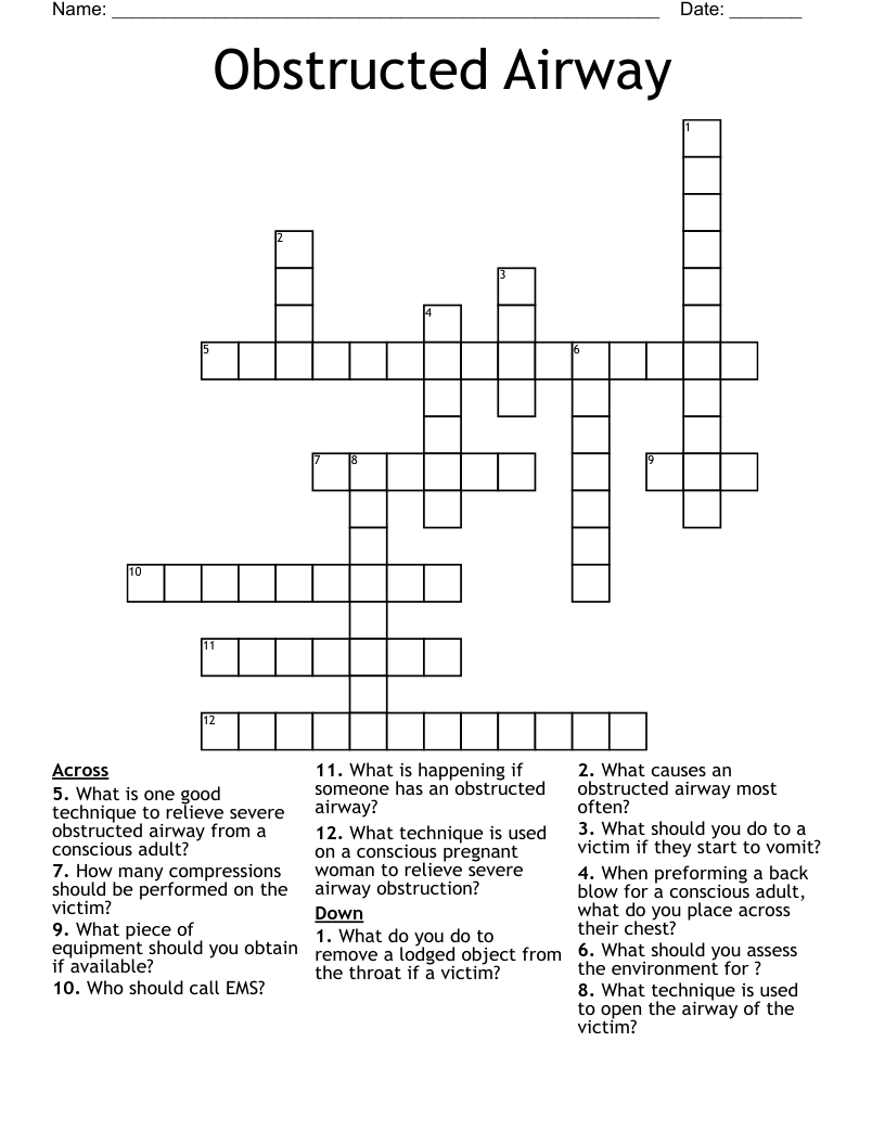 Obstructed Airway Crossword