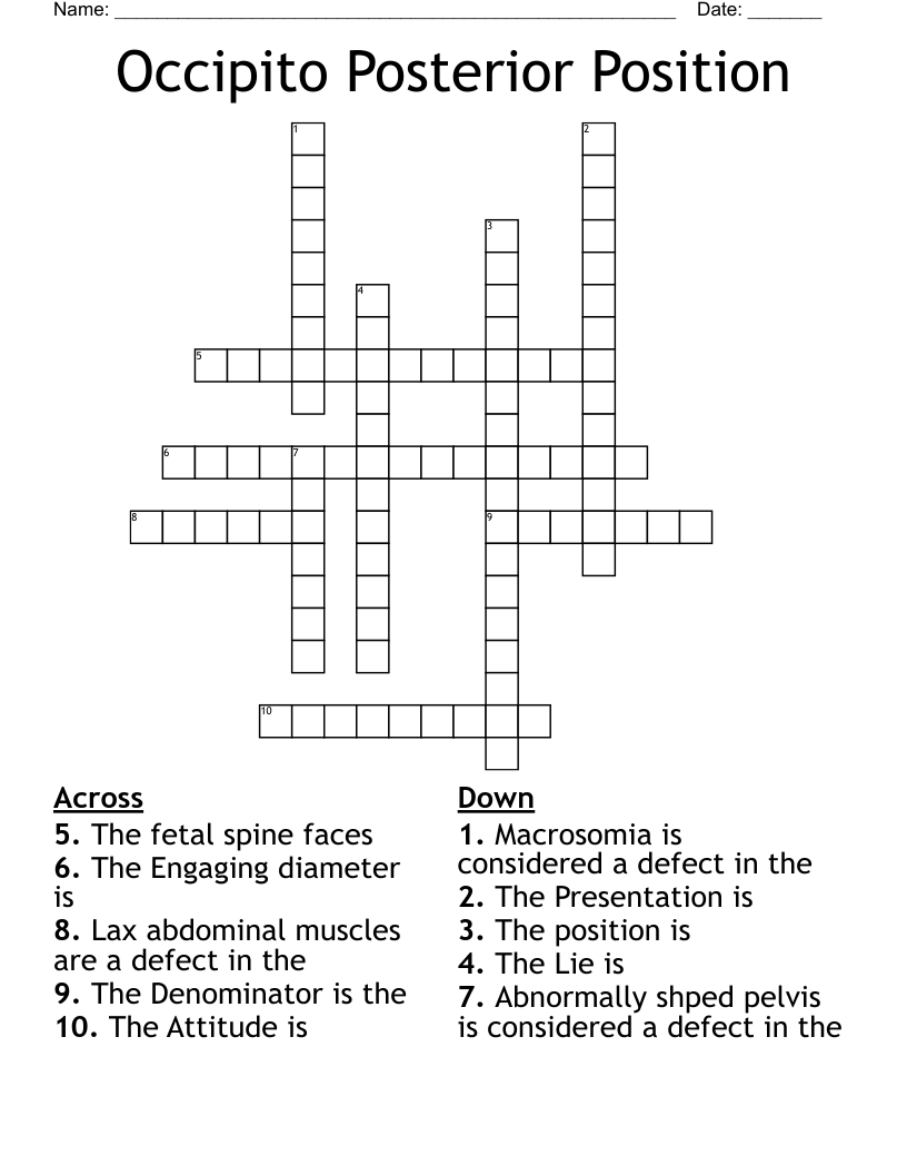 Occipito Posterior Position Crossword