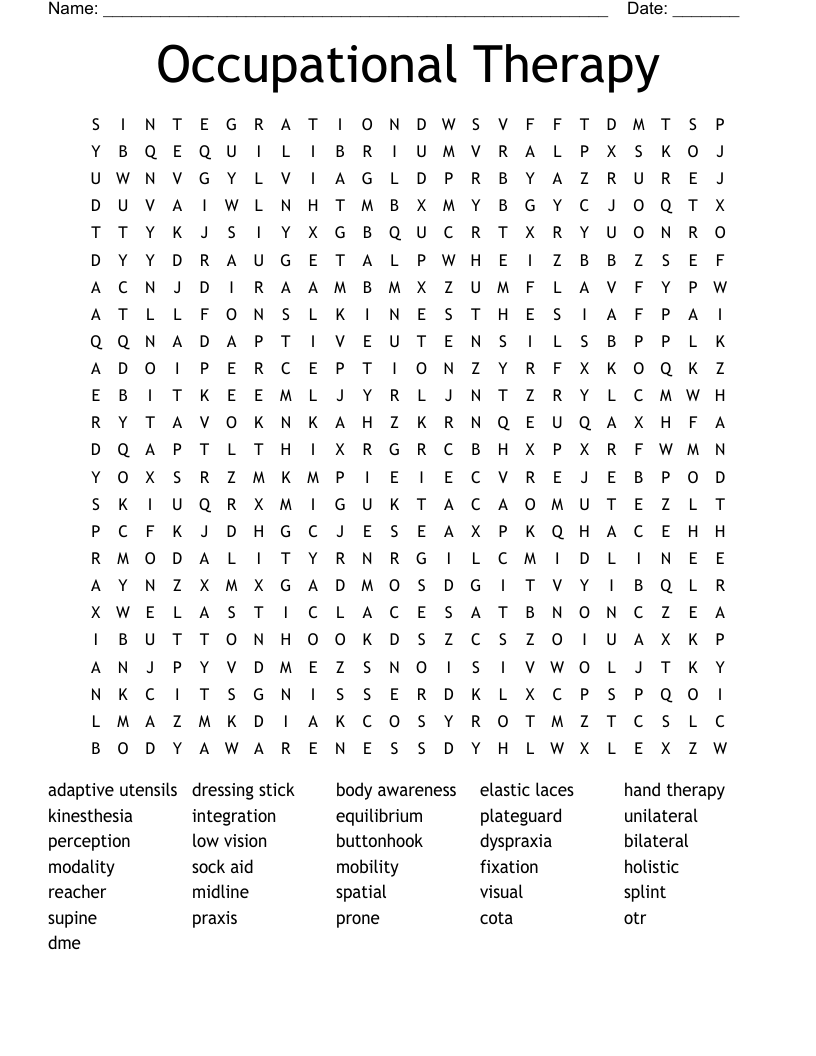 Occupational Therapy Word Search