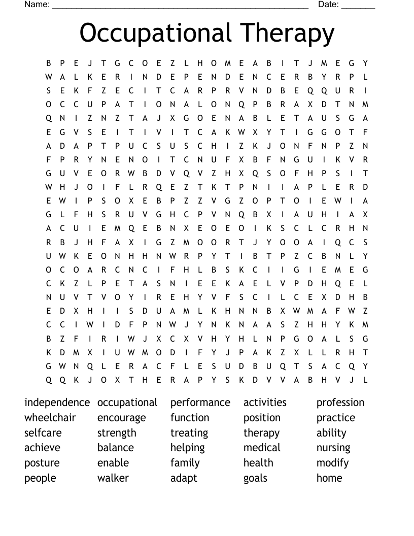 Occupational Therapy Word Search
