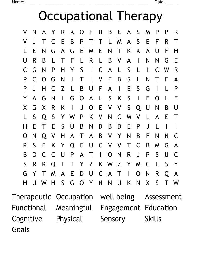 Occupational Therapy Word Search