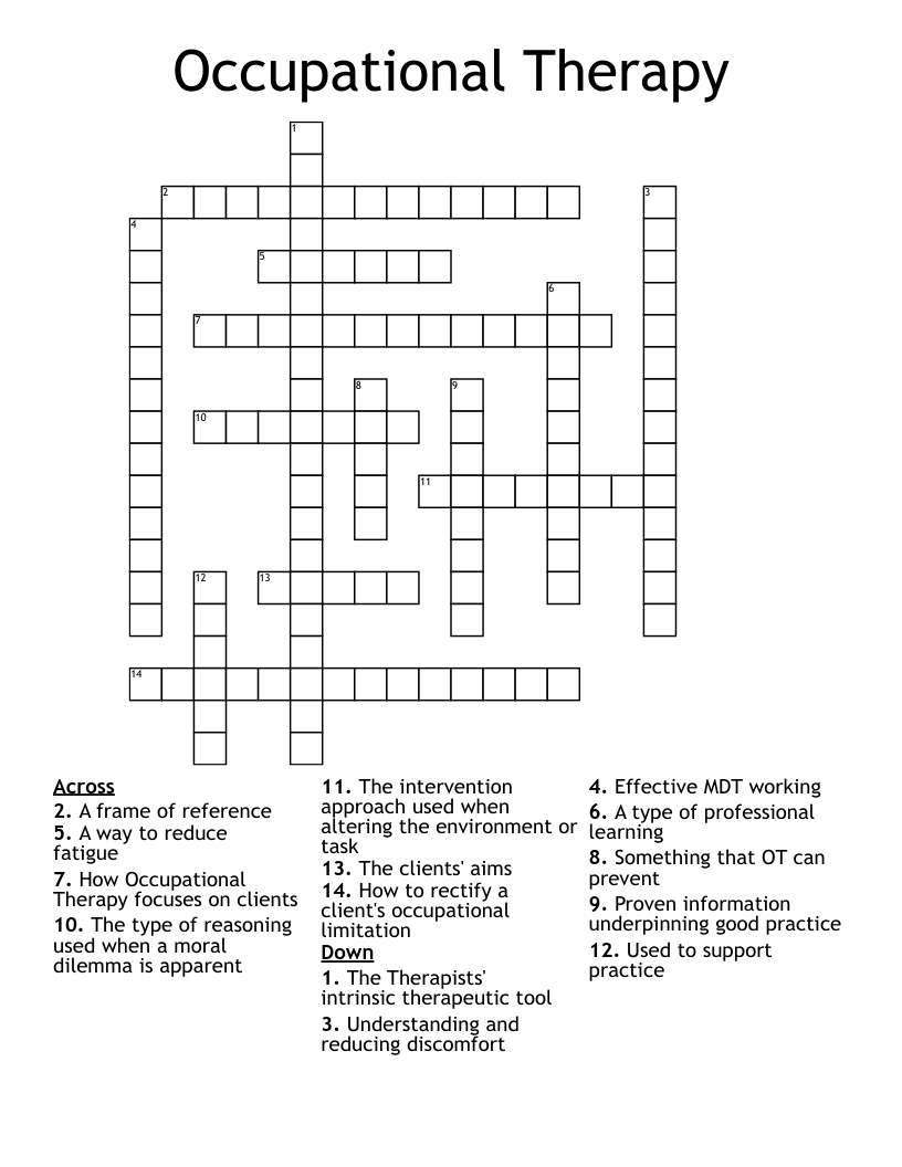 Occupational Therapy Crossword