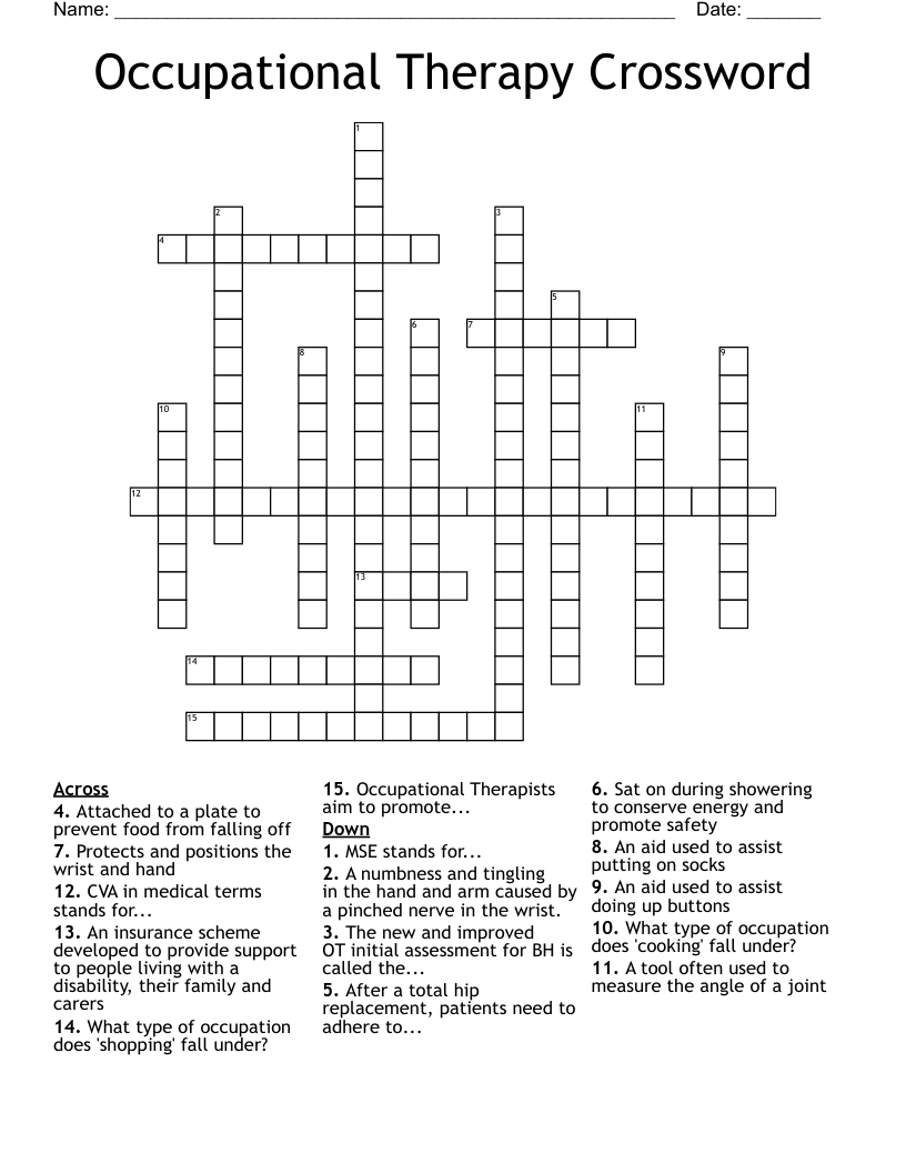 Occupational Therapy Crossword