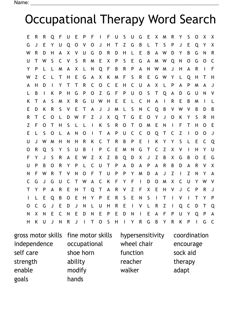 Occupational Therapy Word Search