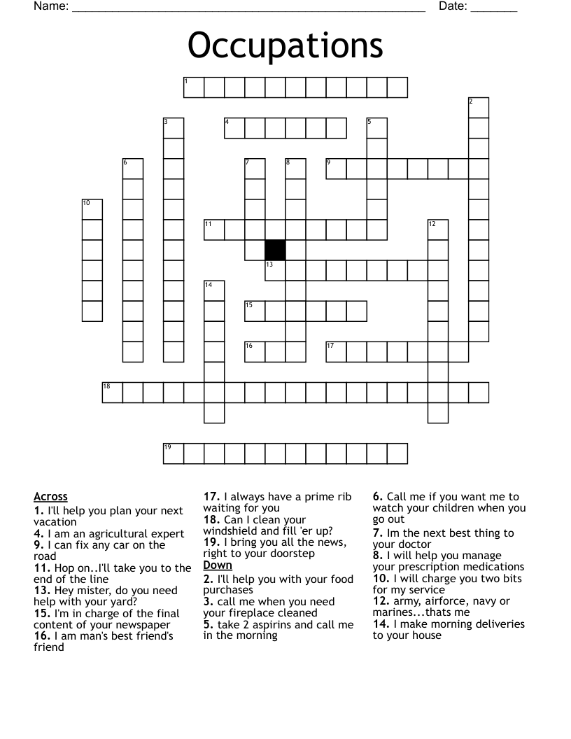 Occupations Crossword