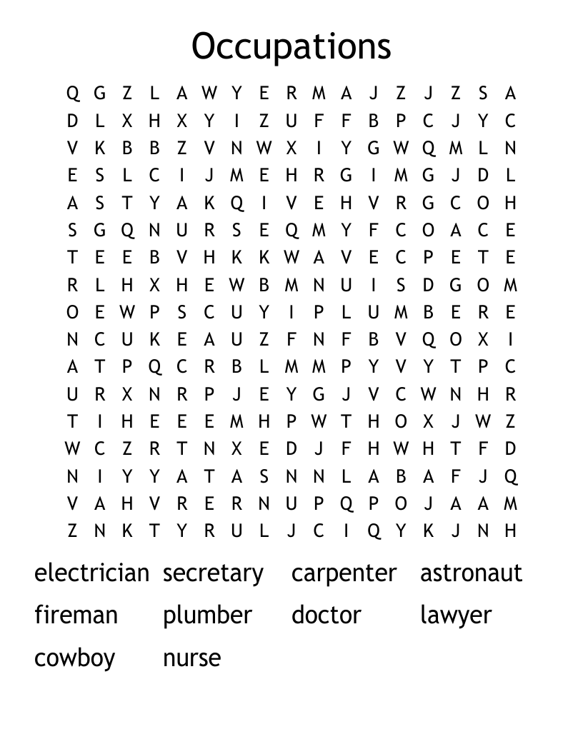 Occupations Word Search