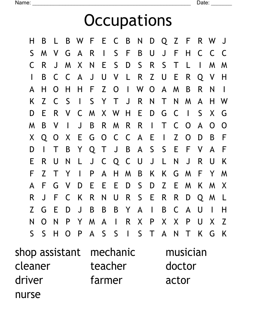 Occupations Word Search