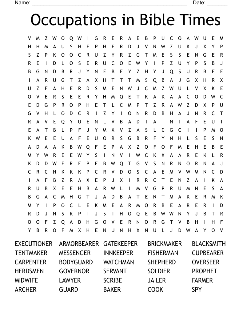 Occupations in Bible Times Word Search