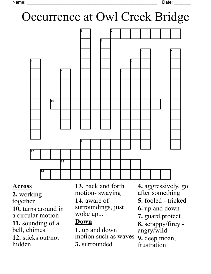 Occurrence at Owl Creek Bridge Crossword