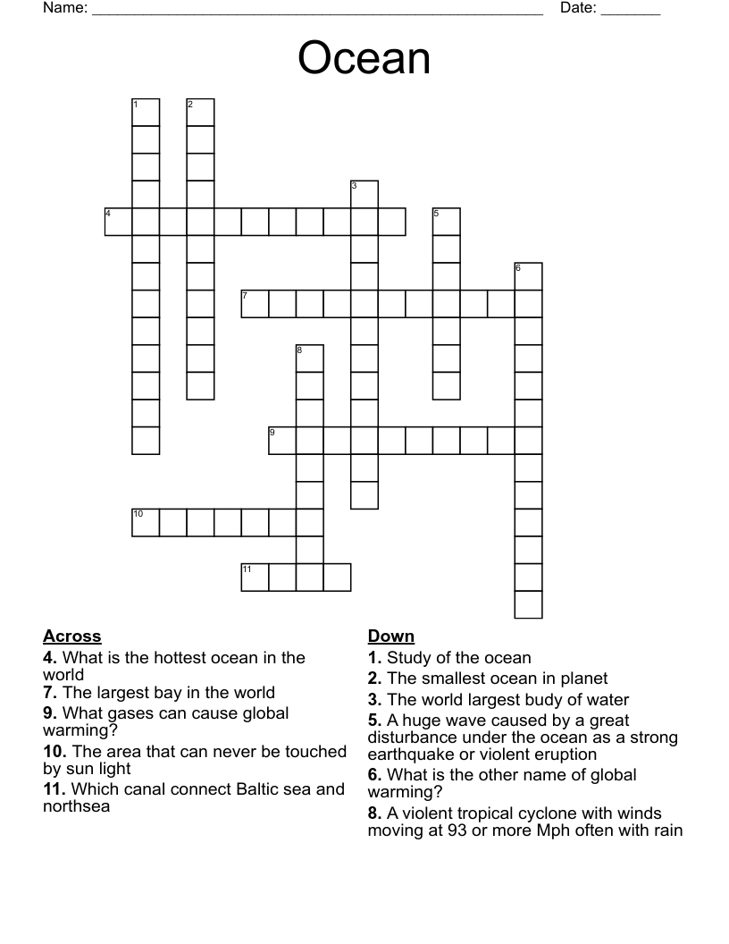 Ocean Crossword