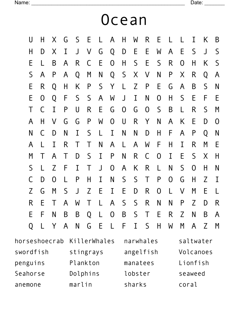 Ocean Word Search