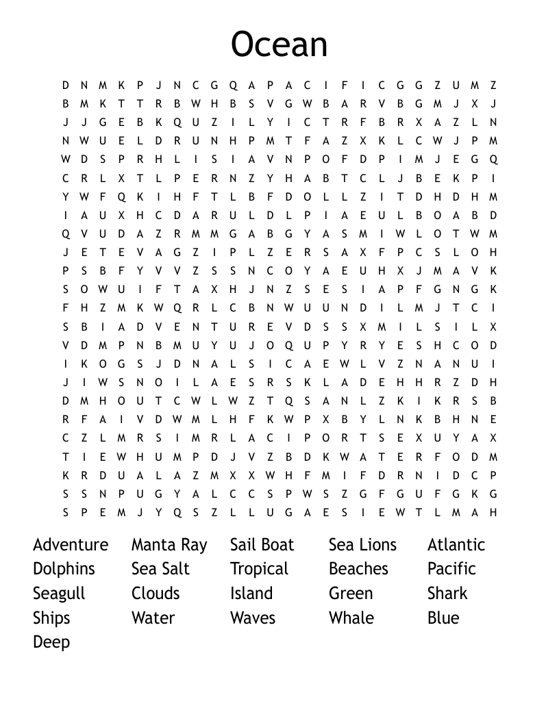 Ocean Word Search