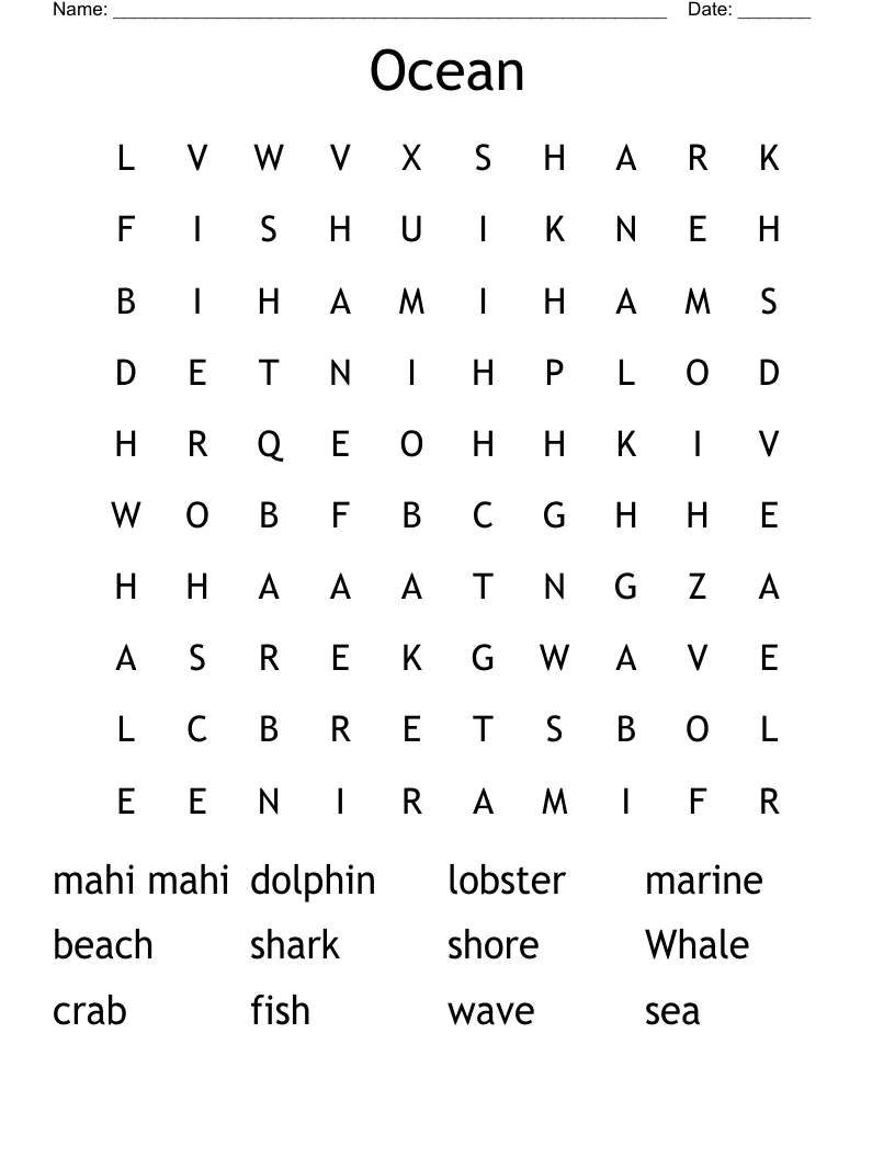 Ocean Word Search