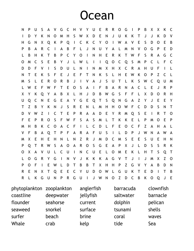 Ocean Word Search