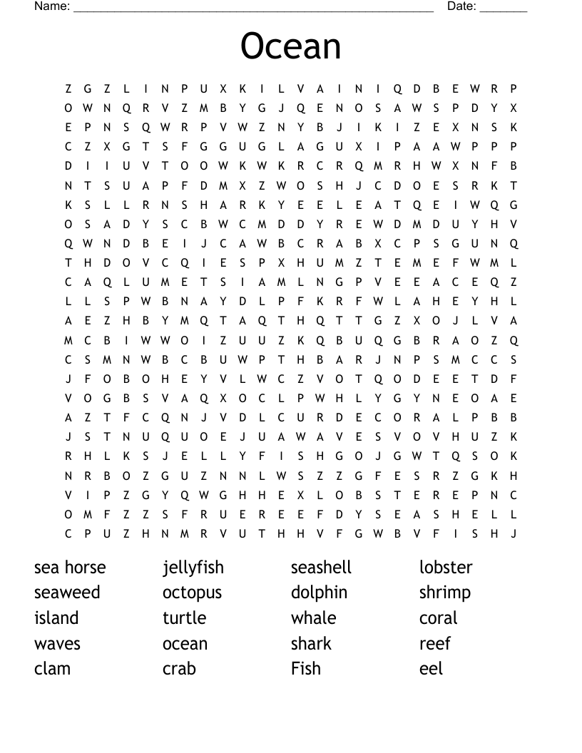 Ocean Word Search