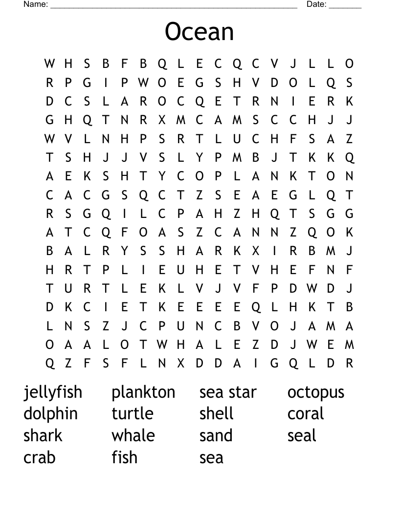 Ocean Word Search