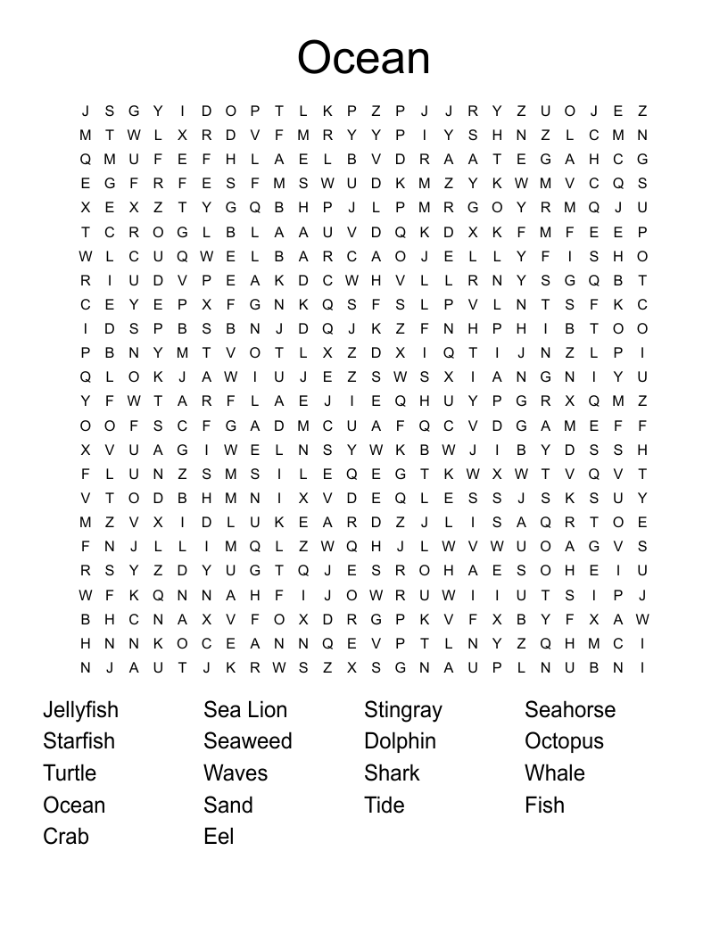 Ocean Word Search