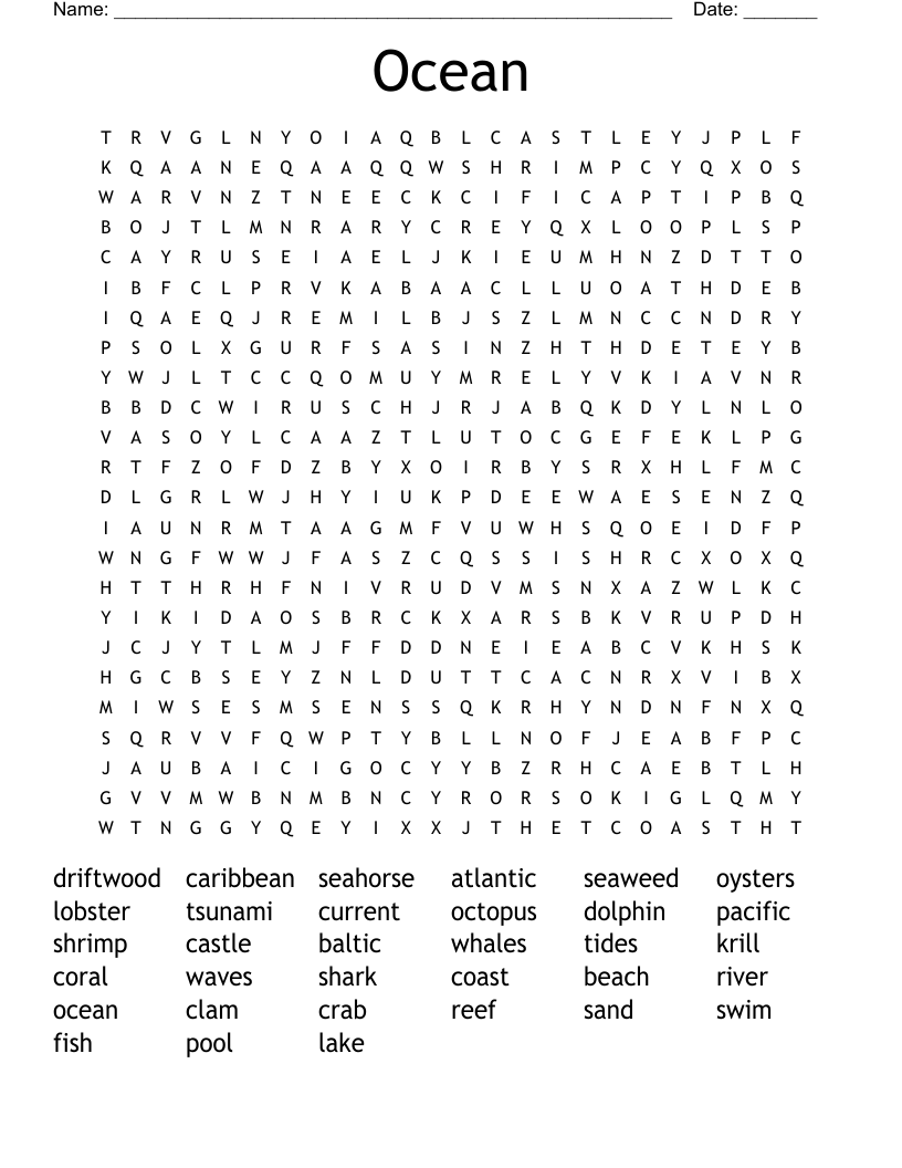 Ocean Word Search