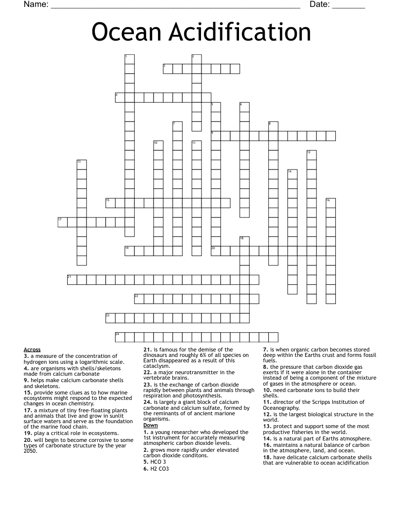 Ocean Acidification Crossword