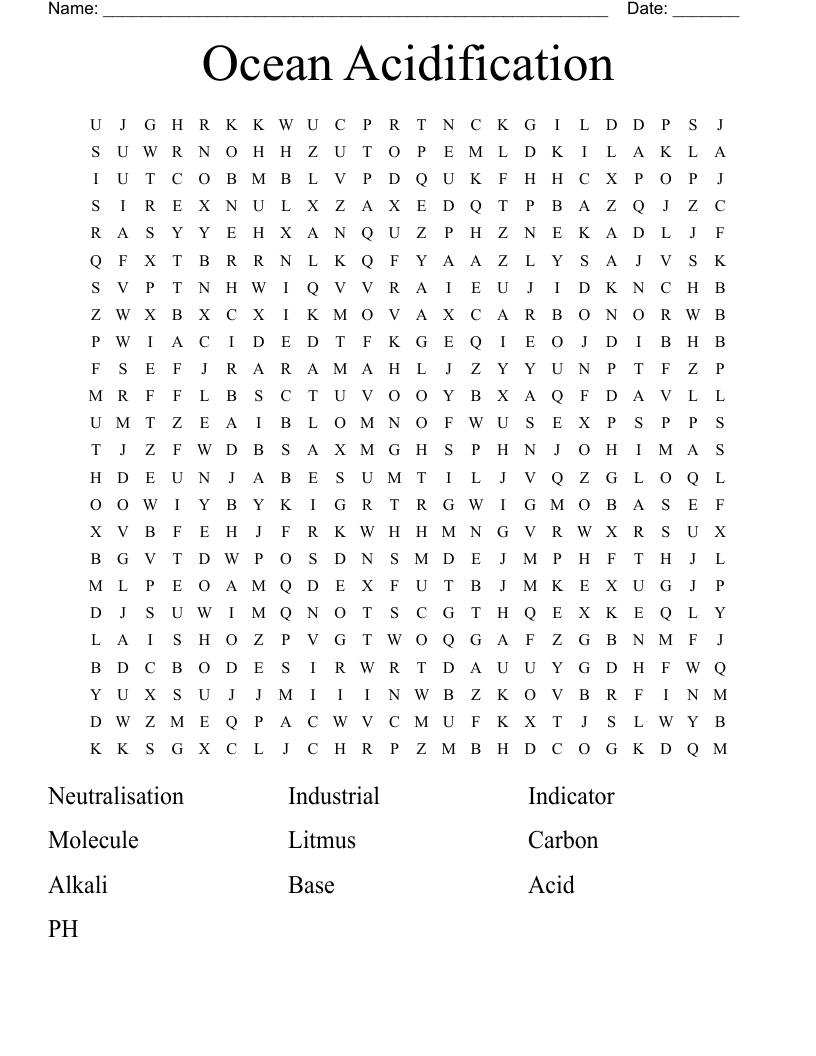 Ocean Acidification Word Search
