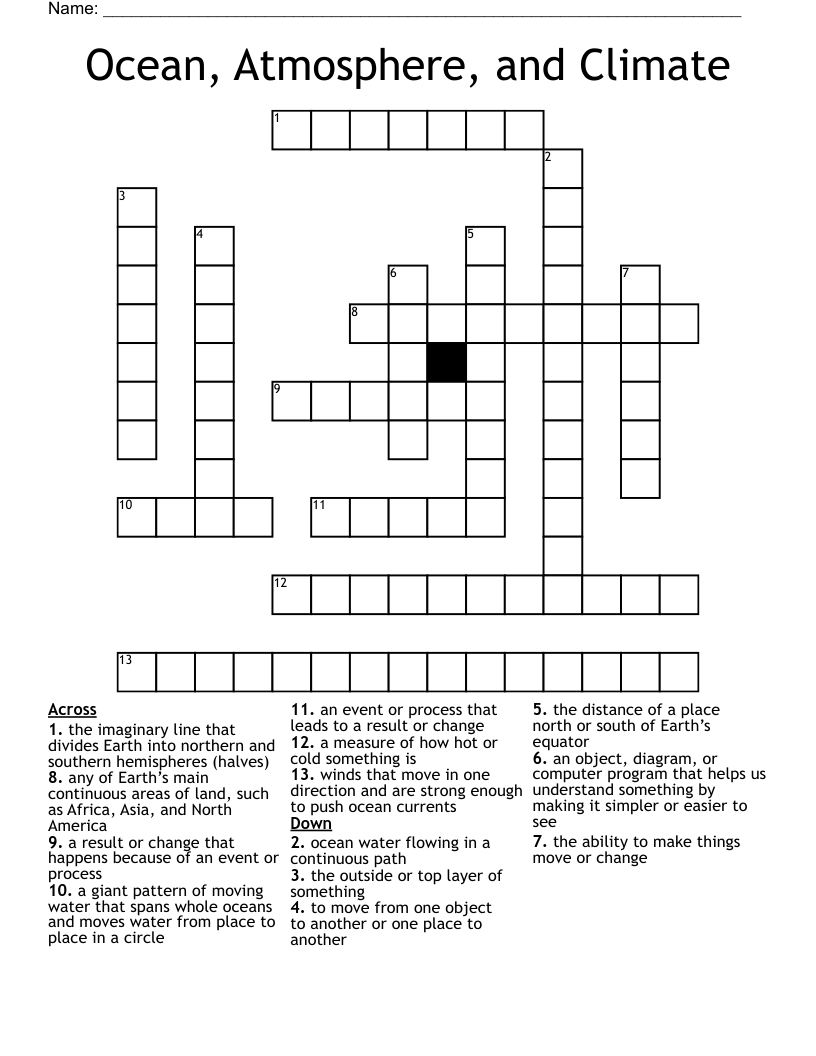 Ocean, Atmosphere, and Climate Crossword