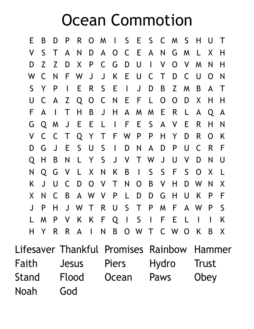 Ocean Commotion Word Search