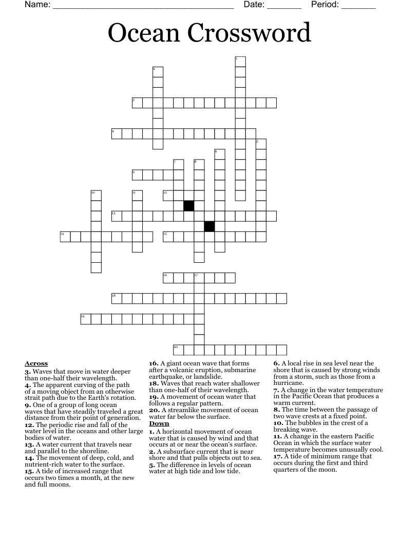 Ocean Crossword