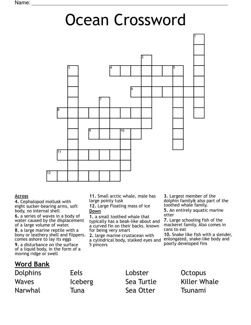 Ocean Crossword