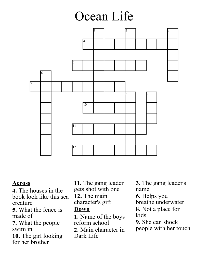 Ocean Life Crossword