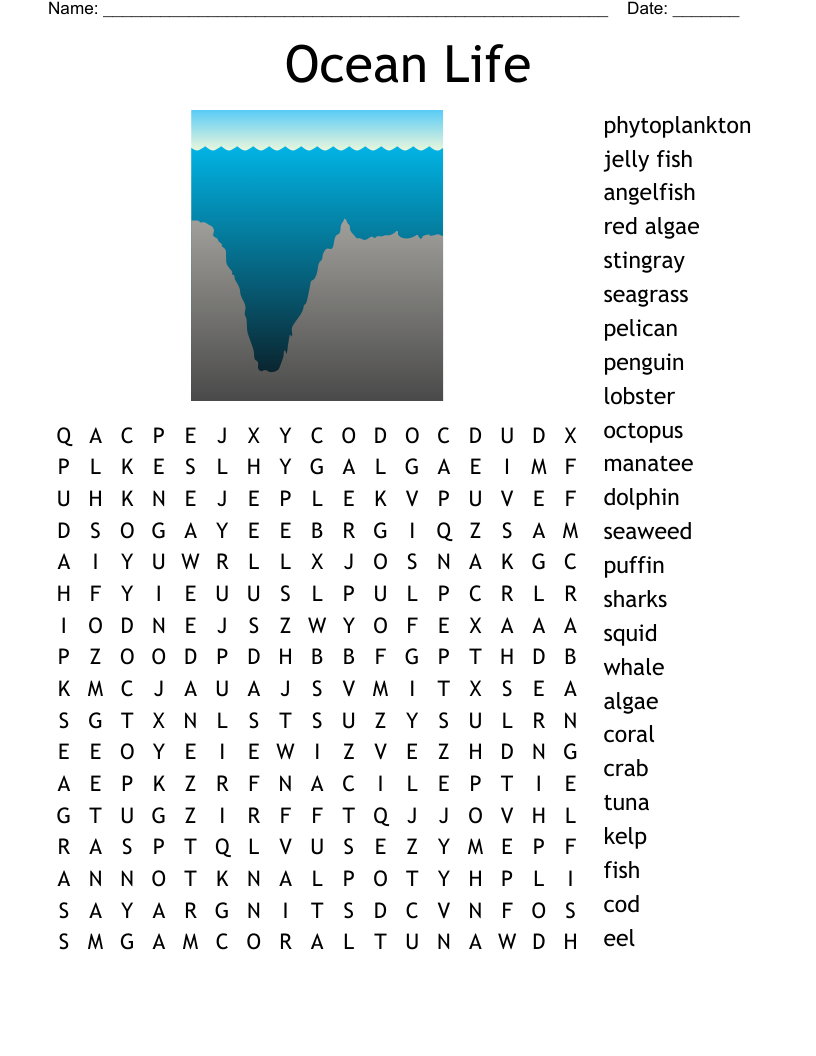 Ocean Life Word Search