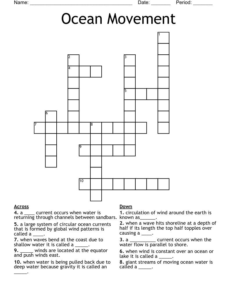 Ocean Movement Crossword