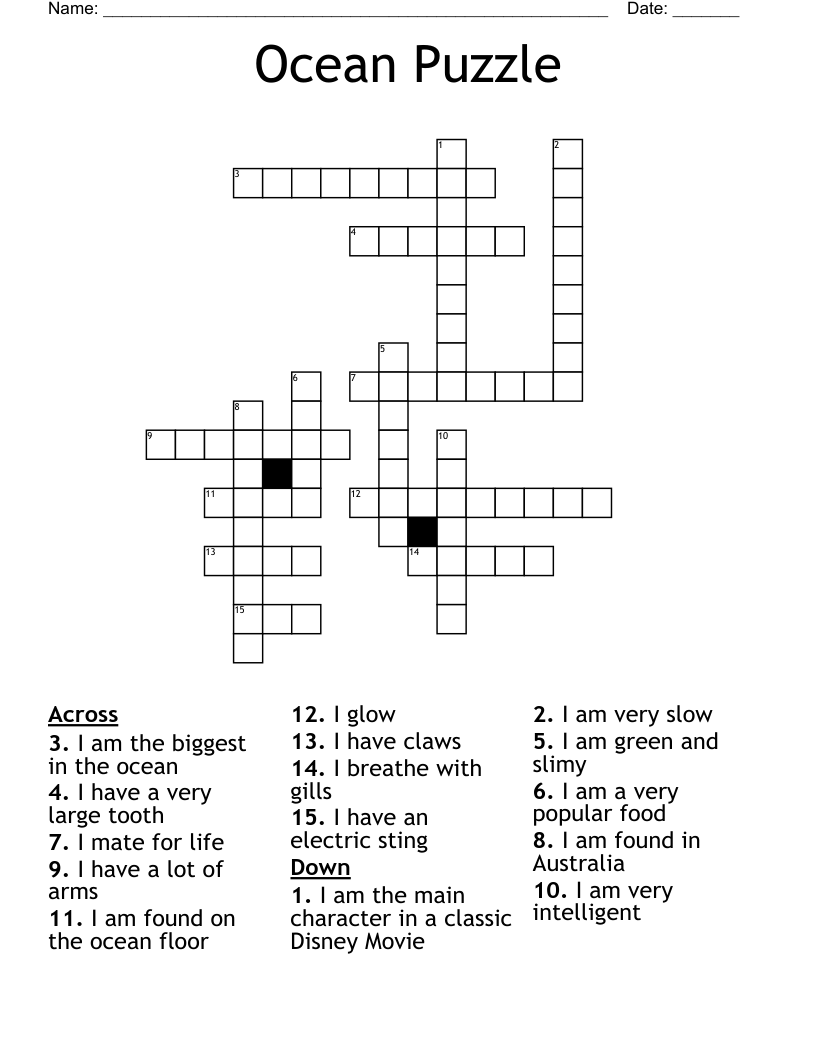 Ocean Puzzle Crossword