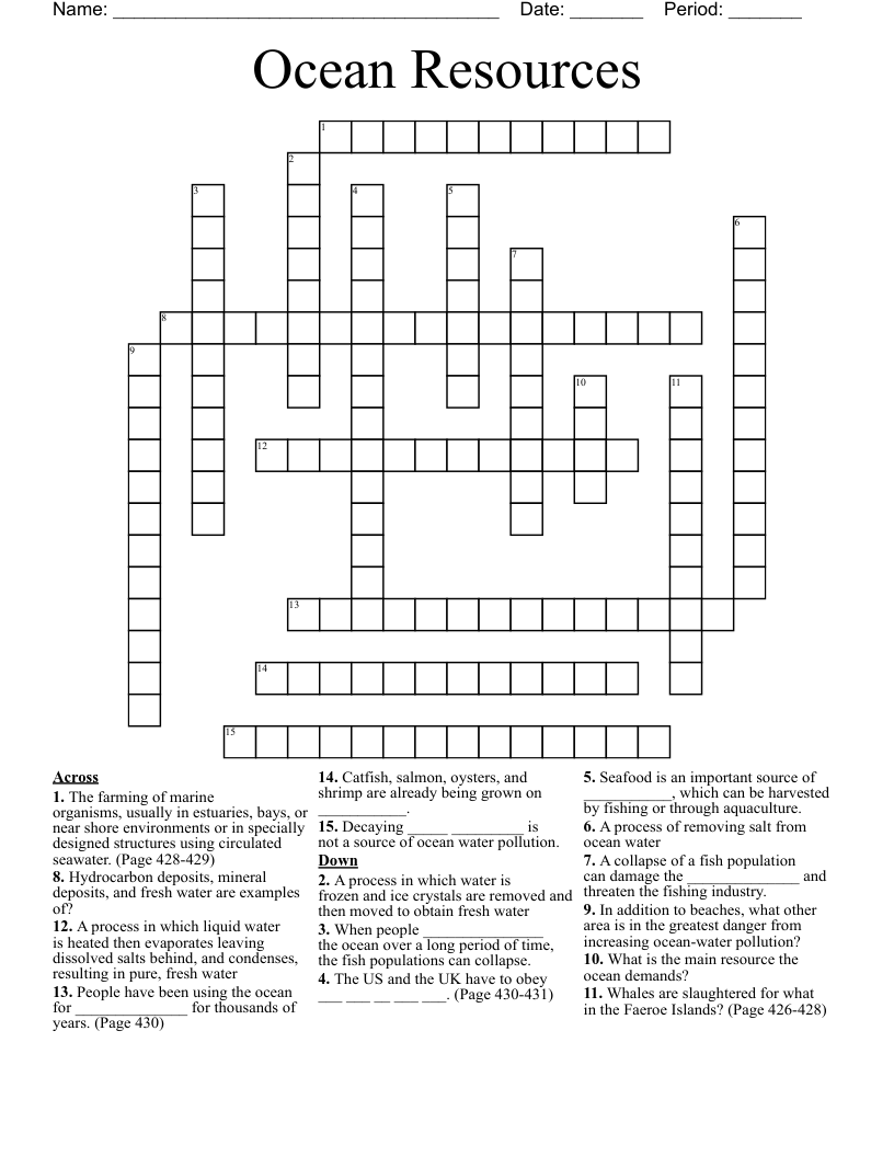 Ocean Resources  Crossword