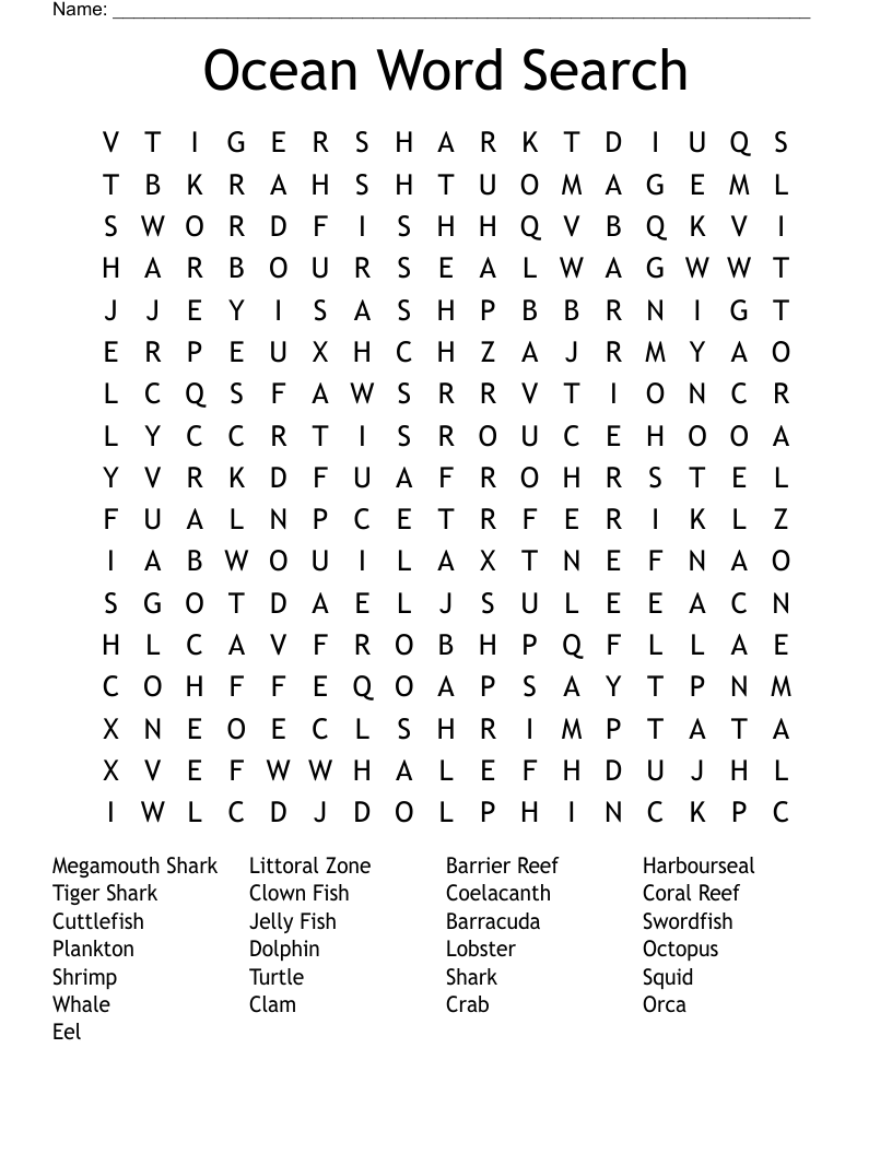 Ocean Word Search