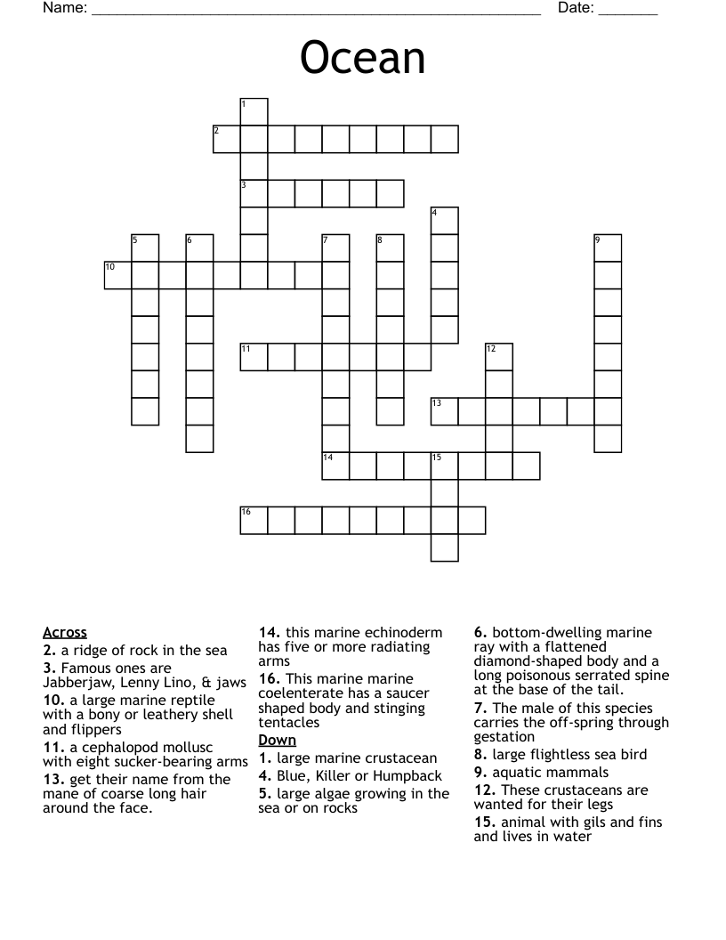 Ocean  Crossword