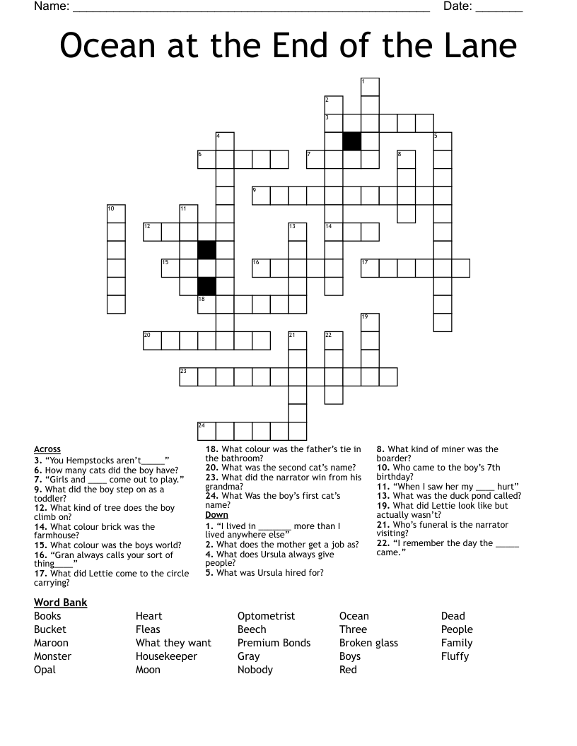 Ocean at the End of the Lane Crossword